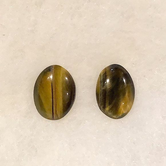 Tigers Eye Oval Cabochon Earrings With Sterling Silver Posts - Picture 10 of 12
